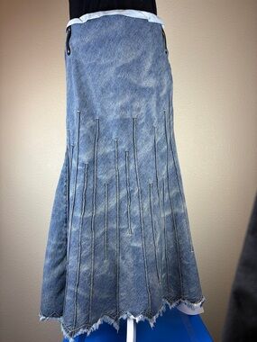 Vintage Y2K Marithé + François Girbaud Denim Maxi Skirt Pleats  Size 30